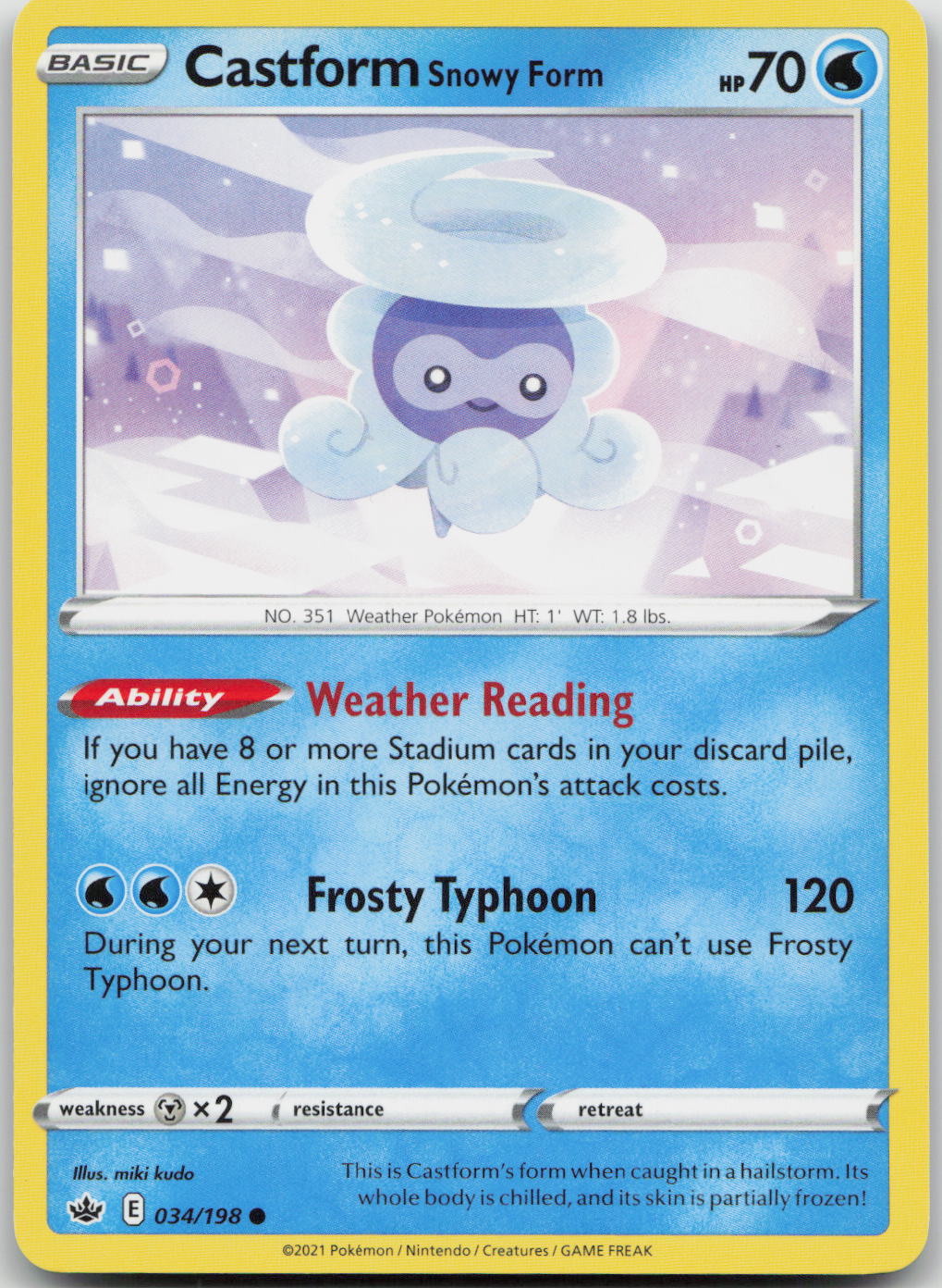 Castform Snowy Form Common SWSH06: Chilling Reign 034/198 NM
