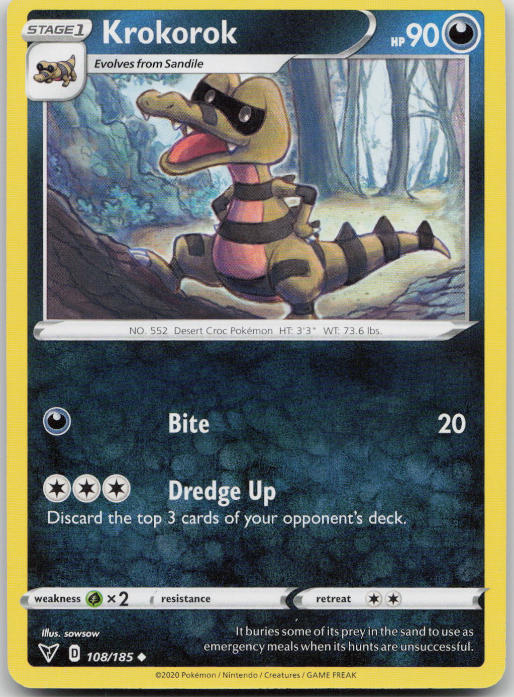 Krokorok Uncommon SWSH04: Vivid Voltage 108/185 NM