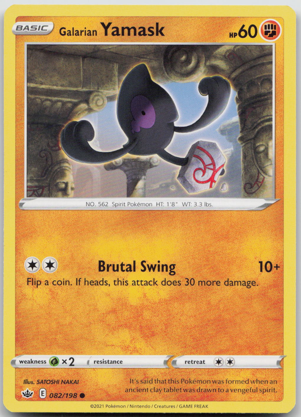 Galarian Yamask Common SWSH06: Chilling Reign 082/198 NM