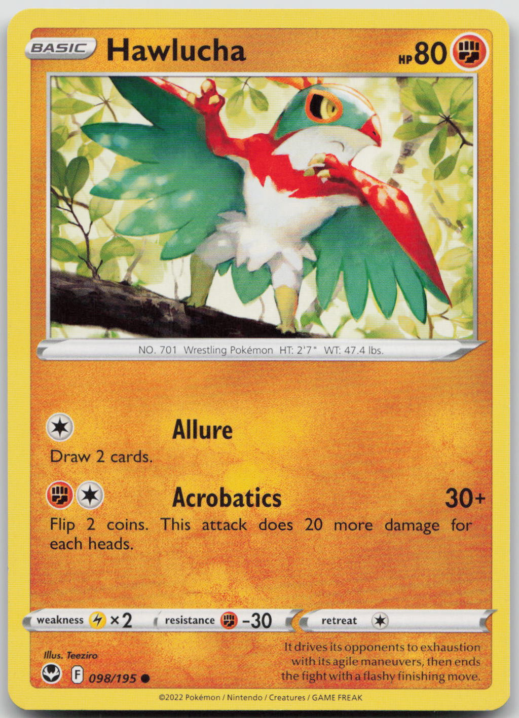 Hawlucha Common SWSH12: Silver Tempest 098/195 LP