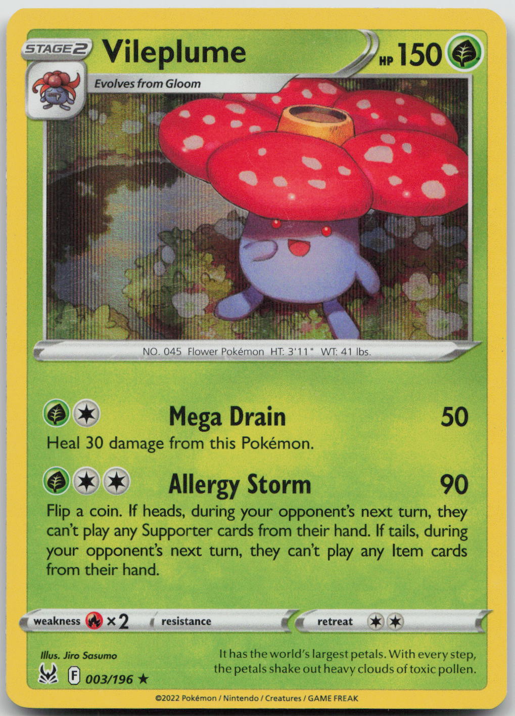 Vileplume Holo Rare SWSH11: Lost Origin 003/196 NM