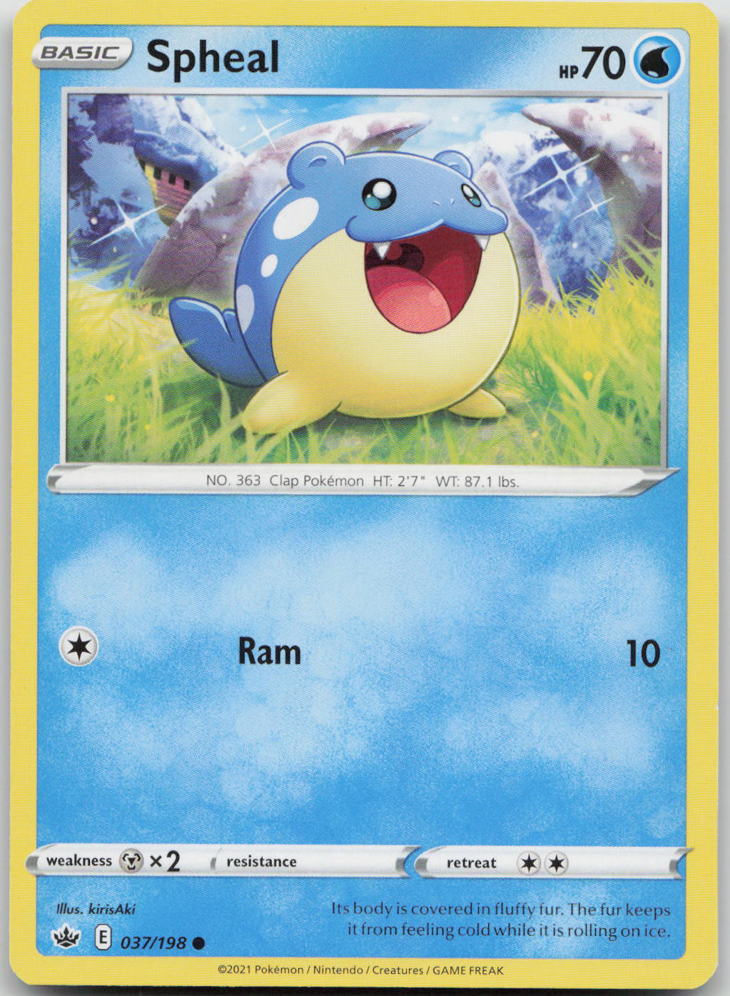 Spheal Common SWSH06: Chilling Reign 037/198 NM