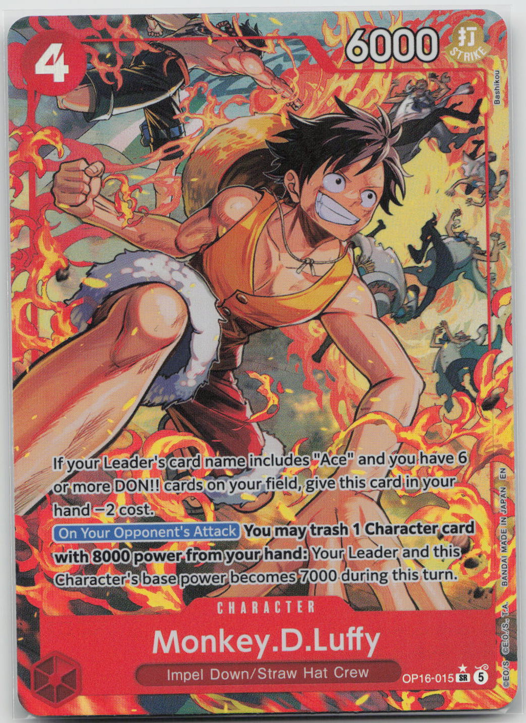 Monkey.D.Luffy (Alternate Art) Foil SR The Time of Battle OP16-015 NM