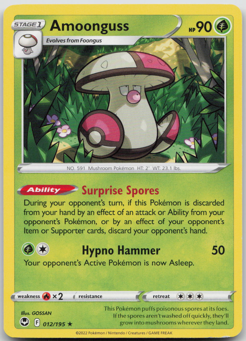 Amoonguss Rare SWSH12: Silver Tempest 012/195 LP