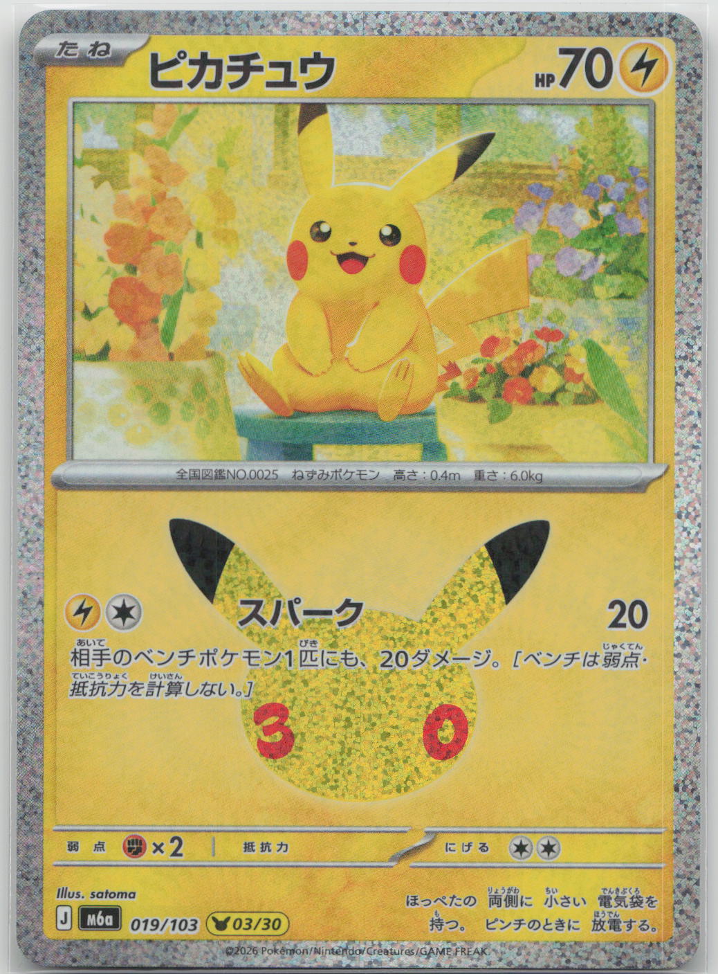 Pikachu Holo M6a: MEGA Expansion 30th Celebration 019/103 NM