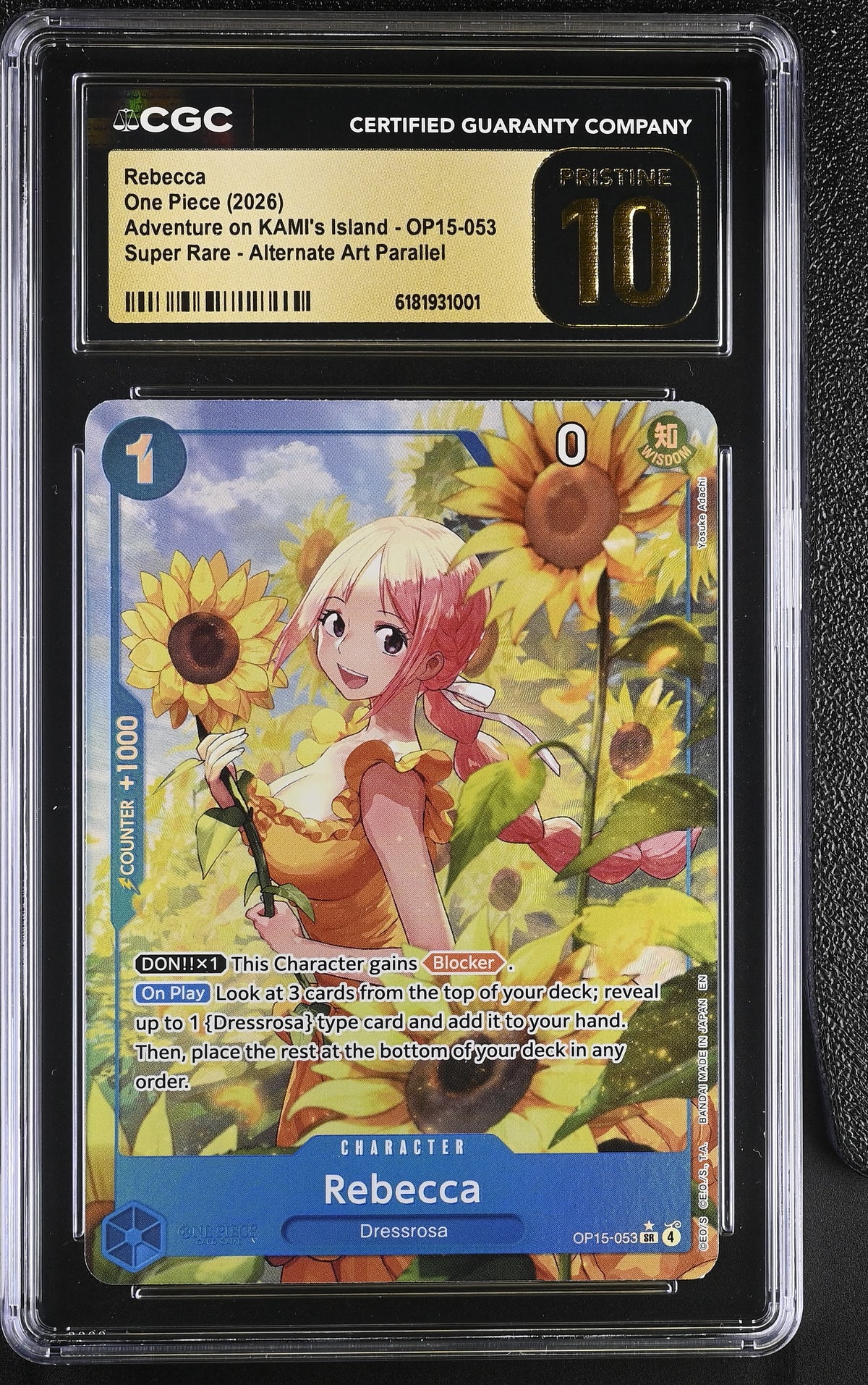 Rebecca Alternate Art Parallel Super Rare Adventure On Kami'S Island OP15-053 NM