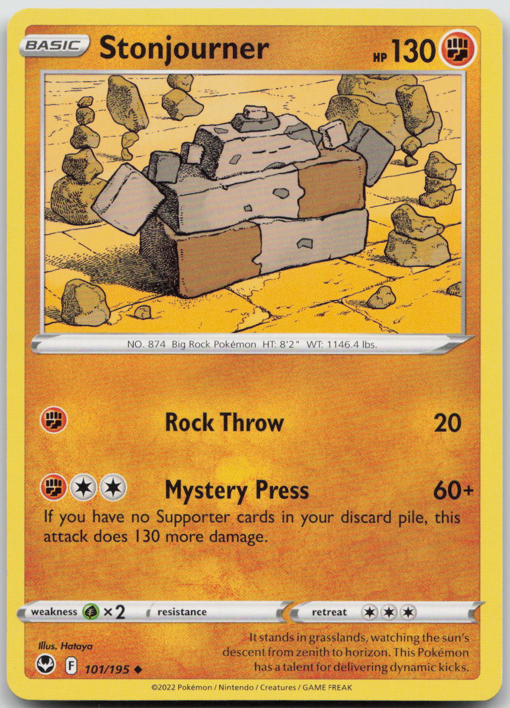 Stonjourner Uncommon SWSH12: Silver Tempest 101/195 NM