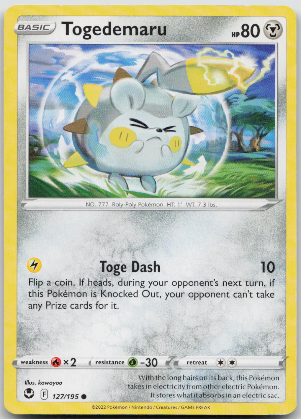 Togedemaru Common SWSH12: Silver Tempest 127/195 NM